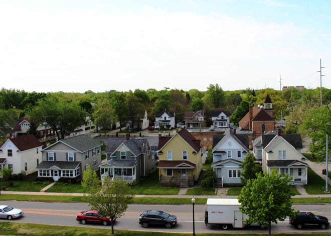 A view of a typical neighborhood in central Holland, as seen in April 2016 looking south across 16th Street near the Maple Avenue intersection from the roof of the Midtown Center. [Sentinel File]
