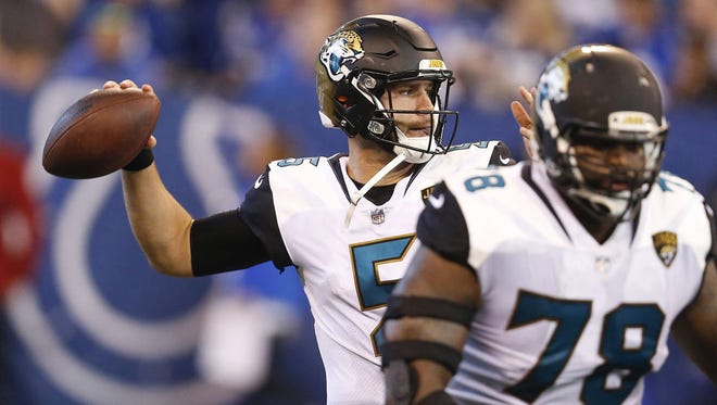 Quarterback Blake Bortles and the Jaguars face the Los Angeles Chargers Sunday. (Sam Riche/TNS)