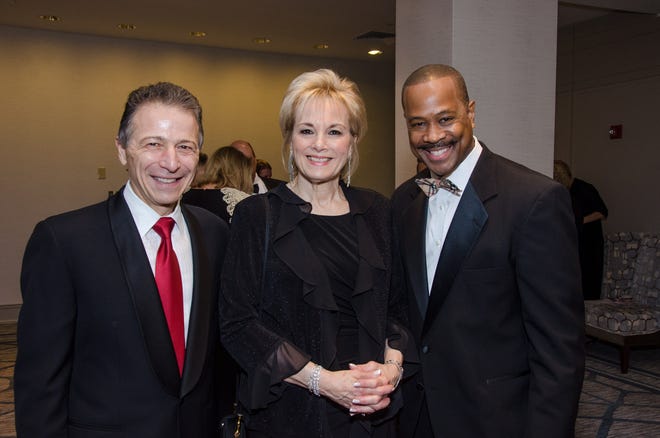 Among the attendees to the Deborah Hospital Foundation's 12th annual Red Tie Gala were (from left) Deborah CEO and President Joseph Chirichella, gala chairwoman Carole Himmelstein and 6ABC News anchor Rick Williams, who emceed the event. [COURTESY OF THE DEBORAH HOSPITAL FOUNDATION]