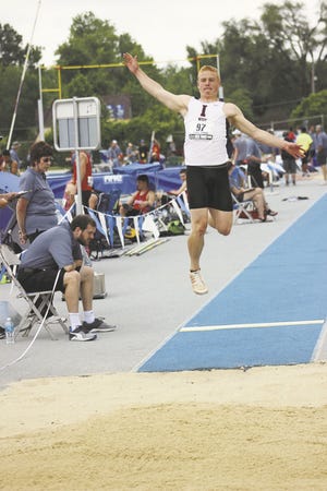 Illini West High School senior Connor Artman won the Class 1A long jump state championship last spring. Artman recently signed to run track at the University of Notre Dame next year. [SUBMITTED PHOTO]