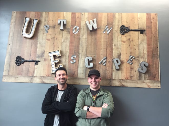 Caleb Williams and Greg Hawkins recently opened an escape room, Uptown Escapes, in Shelby. [Casey White/The Star]