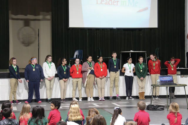 Mock Trial students were honored during an assembly at St. Patrick’s School on Monday, Nov. 13. PHOTO BY KILEY WELLENDORF/THE PERRY CHIEF