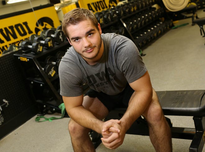 University of Iowa wrestler Steven Holloway is competing for the starting spot at 197 pounds for the seventh-ranked Hawkeyes. Iowa opens the dual season today with the Iowa City Duals at Carver-Hawkeye Arena in Iowa City. [John Lovretta/thehawkeye.com]