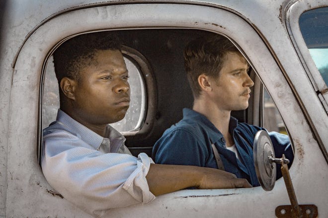 Jason Mitchell and Garrett Hedlund star in "Mudbound," which follows two World War II veterans who are met with racism upon their return to their hometown. [Steve Dietl/Netflix]