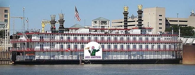 A painting shows what the Louis Armstrong riverboat will look like after it is updated by an Amelia shipyard. [Hospitality Enterprises of New Orleans]