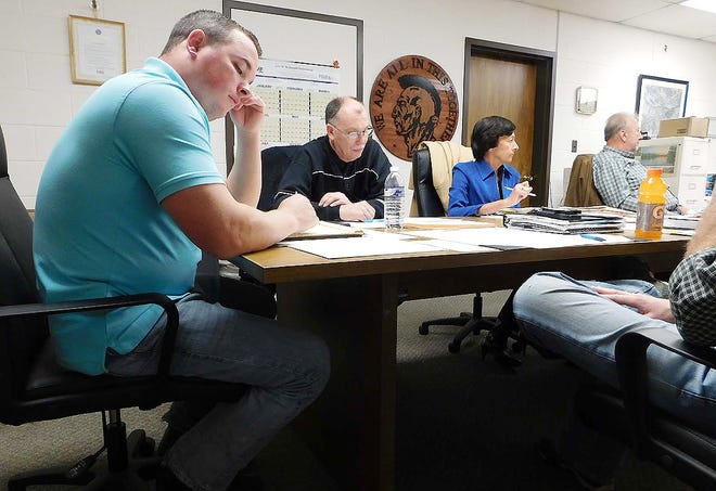 From left are Mohawk Mayor James Baron and Trustees Carmen Tubia, Kathleen Eisenhut and George Cryer during last week’s meeting of the village board. [DONNA THOMPSON/TIMES TELEGRAM]