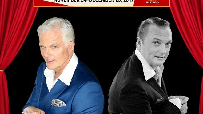 Patrick Cassidy and an image of father Jack Cassidy in the role of Stephen in “She Loves Me.”