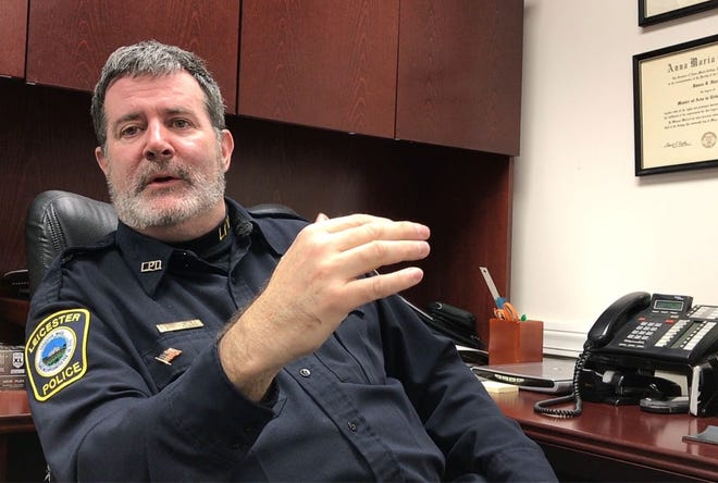Leicester Police Chief James J. Hurley relaxed the department’s dress code and is one of several people taking part in No Shave November to raise money for charity. [T&G Staff/Kim Ring]