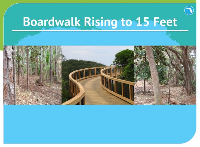 An elevated boardwalk 1,200 feet long will rise to 15 feet with three viewing platforms along the bayfront

{Special to The Star}