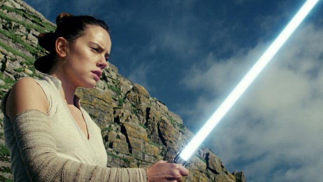 “Star Wars: The Last Jedi” begins where “The Force Awakens” left off, with Rey (Daisy Ridley) having tracked down Luke Skywalker. Contributed by Walt Disney Pictures