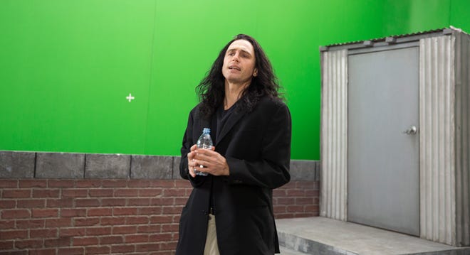 Tommy Wiseau (James Franco) tries his hardest at a bit of emoting. [A24]