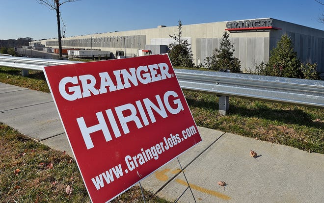 Grainger is advertising that it's hiring at its new distribution center in Bordentown Township, on Tuesday, Nov. 28, 2017. [NANCY ROKOS / STAFF PHOTOJOURNALIST]