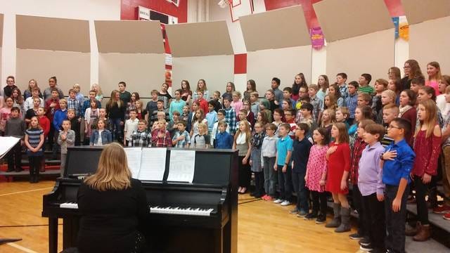The fifth-grade choir performed a variety of songs. Photo by Amy Cunningham/News-Republican