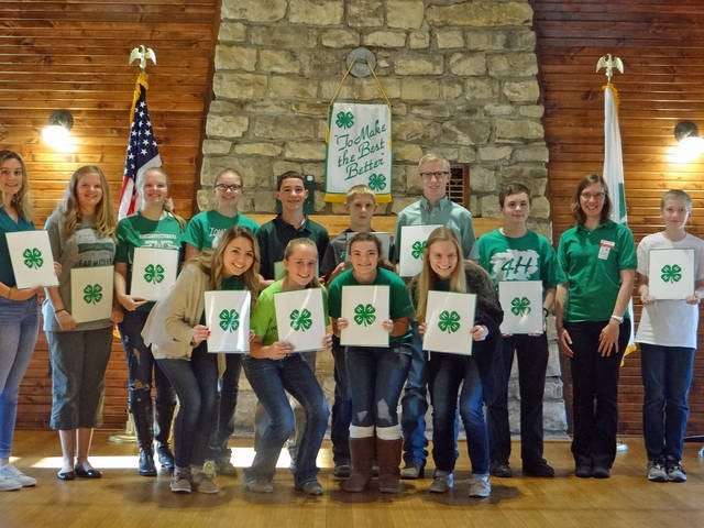 Story County 4-H Youth Council members are recognized (front row, left to right) Ashley K. of Cambridge, Tyler P. of Story City, Lindsey D. of Nevada, Dana E. of Cambridge, (back row) Megan M. of Nevada, Sarah M. of Colo, Lillian M. of Colo, Claira M. of Colo, Ben M. of Ames, Lucas H. of Cambridge, Dillon H. of Madrid, Zachary C. of Ames, 4-H Youth Coordinator Katelyn Blake, Erik S. of Ames. (Editor’s note: ISU Extension does not release last names when noting hometowns.) Contributed photo