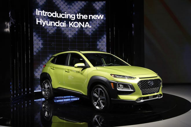 The 2018 Hyundai Kona is unveiled at the Los Angeles Auto Showon Wednesday [AP / Jae C. Hong]