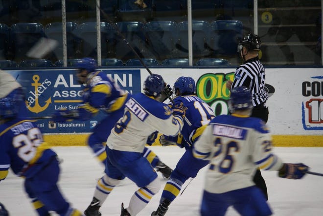 Lake Superior State downed Alaska 4-1 in a WCHA game at Taffy Abel Arena Saturday night at Taffy Abel Arena. The teams split the weekend series.