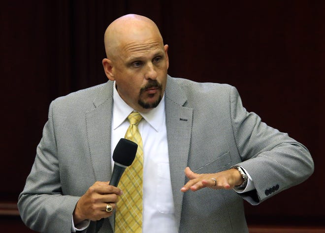 Rep. Ritch Workman, R-Melbourne, speaks at the Capitol in Tallahassee in this April 24, 2015 photo. [AP Photo/Steve Cannon/File]