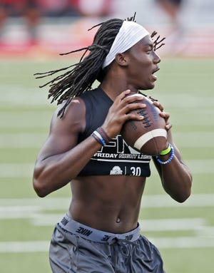Quarterback Emory Jones, shown at the Friday Night Lights event at Ohio Stadium on July 22, 2016, has committed to Ohio State's recruiting class of 2018. He also has been recently pursued by Alabama and Auburn. [File photo]