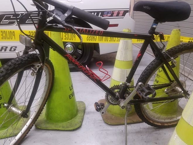The man who shot at a Leesburg police officer Monday night abandoned his bicycle and fled on foot. Anyone who recognizes this bike is asked to call Leesburg police with information. [LEESBURG POLICE DEPARTMENT]