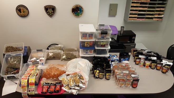 This photo provided by Springfield police shows some of the marijuana-infused food products that were seized as authorities busted a large-scale marijuana operation. [Springfield Police Department]