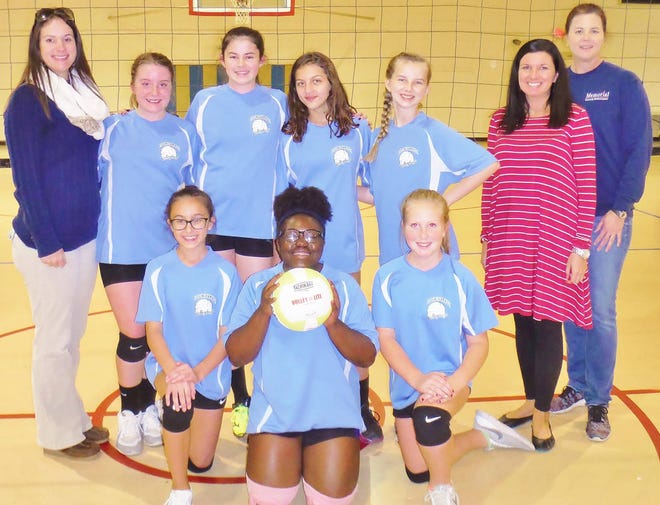 2017 Youth Volleyball Co-Champions (Col. Blue Jerseys). Players: Elvira Ajdinovic, Ansleigh Amory, Ansley Coleman, Grace Garland, Mariyonna Price, Cailin Pritchard and Campbell Richey. Head Coach Jessica Flowers.