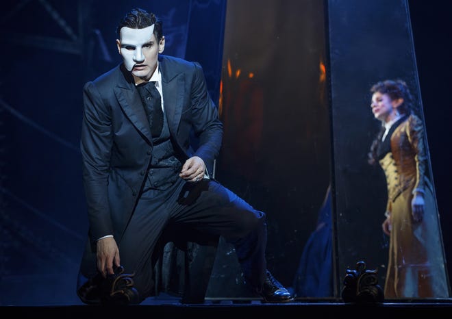 Gardar Thor Cortes plays The Phantom and Meghan Picerno is Christine in the touring production of Andrew Lloyd Webber's "Phantom of the Opera" sequel "Love Never Dies." [Joan Marcus photo]