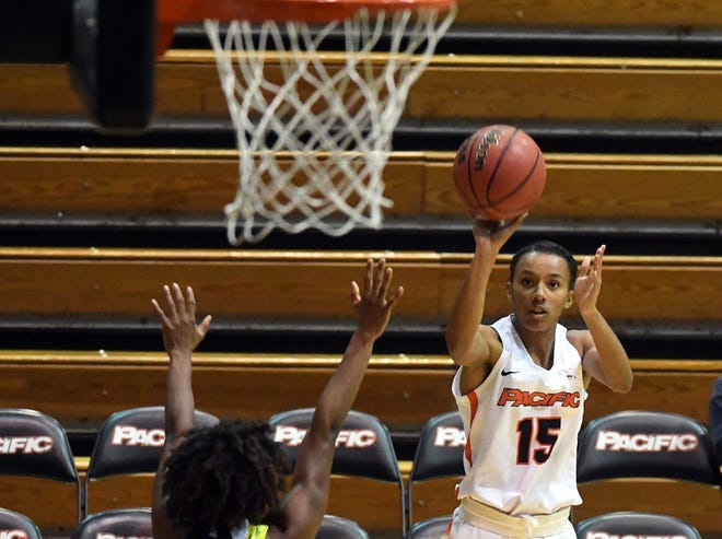 Pacific senior gaurd GeAnna Luaulu-Summers was named the West Coast Conference player of the week. [CALIXTRO ROMIAS/RECORD FILE 2017]