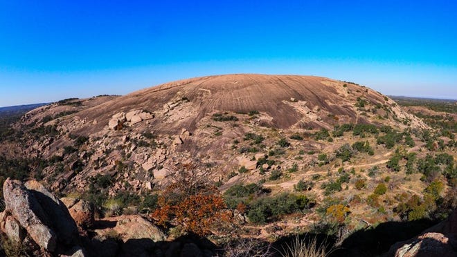 Enchanted Rock State Natural area is the sixth busiest park in the Texas State Parks system. Most visitors climb to the top of the main dome and leave. To avoid crowds, climb Turkey Peak and get this great view of the main dome. Pam LeBlanc/American-Statesman