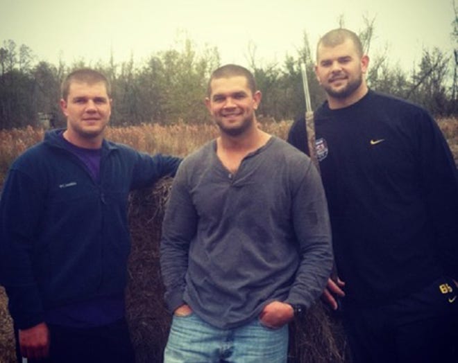 Brothers Clint (from left), Chris and Chase Clement all share the same passion for the outdoors as their late uncle Eric Andolsek, who was a star offensive lineman for Thibodaux High, LSU and the Detroit Lions before passing away in 1992. [Submitted]