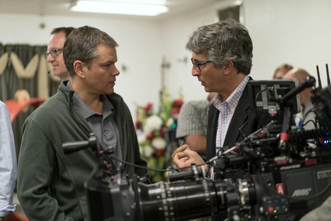 Matt Damon and Director Alexander Payne on the set of Downsizing from Paramount Pictures.