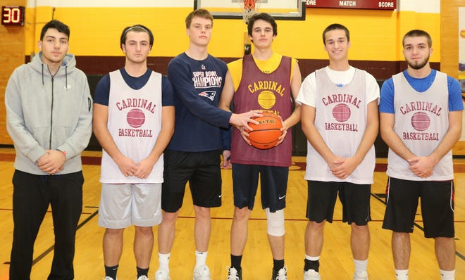 PHOTO BY GEORGE AUSTIN/THE SPECTATOR/SCMG

The seniors on this year's Case High School boys' basketball team include, from left to right, Hunter Oliveira, Jeremy Thiboutot, Drew Plante, Bradley Martel, Will Kenyon and Jared DaSilva.