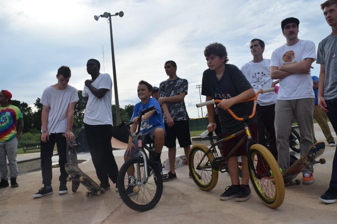 Trey Bunn, 13, is seen in this file photo with his bicycle on the opening day of the Fort Walton Beach skate park in August of this year. He has since changed out his handlebars for black ones with yellow grips. [ANNIE BLANKS/DAILY NEWS]