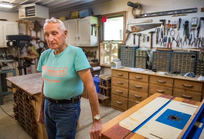 FRED ZWICKY/JOURNAL STAR FILE

Dean Troutman keeps himself busy in his woodworking shop, making custom-made cutting boards, furniture and other item, in this May 2017 photo.