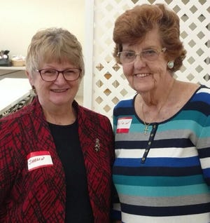 Church Women United presented its Valiant Women award to Helen Brown and its Margaret Wyckoff Wells award to Sharon Taylor during a luncheon on Dec. 2 at Our Lady of Victory Church, Tannersville. Pictured from left: Sharon Taylor and Helen Brown. [Photo provided]