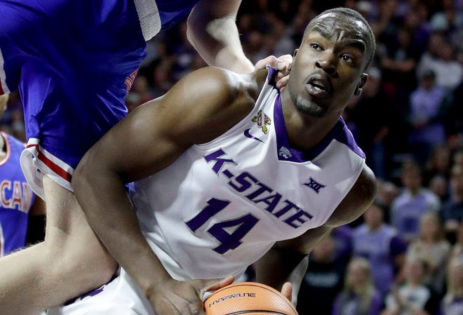 Kansas State’s Makol Mawien (14) scored in double figures for the first time since the season-opener with 11 points in the Wildcats’ 89-71 victory over Southeast Missouri State on Saturday. (AP Photo/Charlie Riedel)