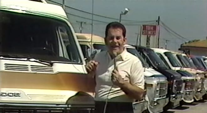 Tom Stimus in an image from one of his commercials in the 1980s.