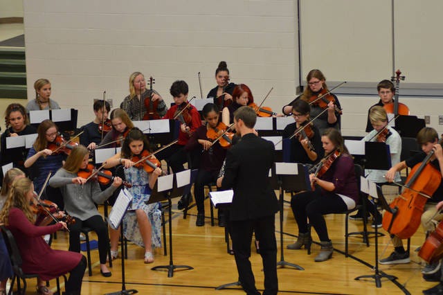 The seventh- and eighth-grade orchestra. Photo by Greta Coleman