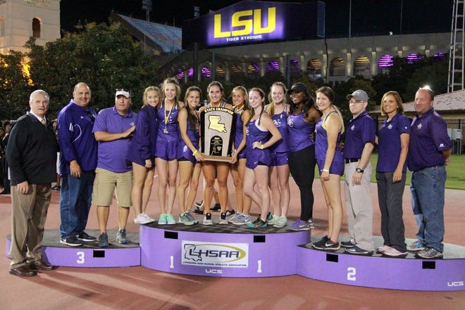 The Ascension Catholic girl's track team won their second straight state title in 2017. Photo by Kyle Riviere.