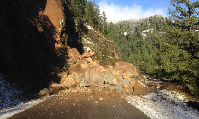 Access to Terwilliger (Cougar) Hot Springs was blocked by a landslide that occurred early Thursday. (Willamette National Forest)