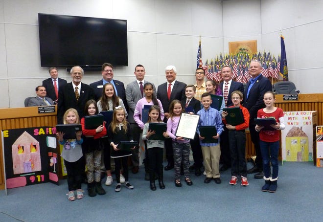 Twelve elementary schoolers within the Council Rock School District received citations from local, state and federal representatives for their winning art projects addressing fire safety. The young students — nine from Northampton, two from Newtown Township and one from Newtown Borough — were among hundreds who had originally entered this year's Fire Safety in the Home contest, the 34th consecutive annual competition co-sponsored by the Chartered Property and Casualty Underwriters Society's Philadelphia chapter and the school district. The winning students were recognized at the Northampton board of supervisors' meeting Wednesday evening, at which board Chairman Barry Moore praised the contest as "such a great way" to teach fire safety to local youth. [COURTESY OF PETE PALESTINA]