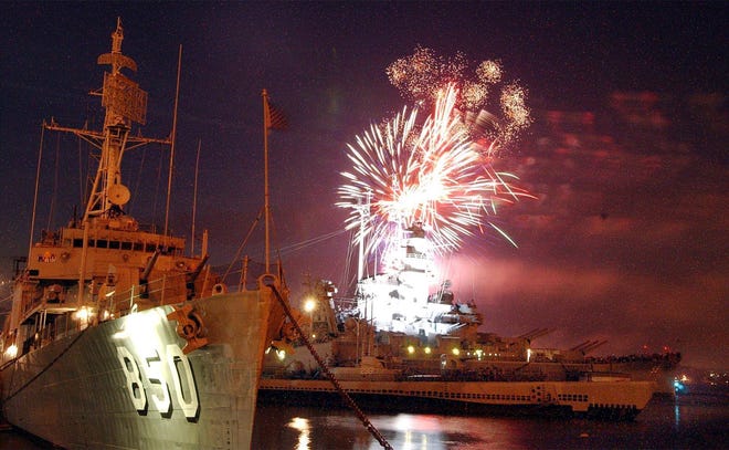 Fall River will ring in the New Year with fireworks over the waterfront from the State Pier on New Year's Eve. Heritage State Park is the best viewing site. Herald News file photo.