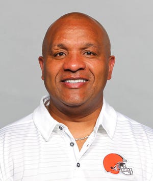 This is a 2017 photo of Hue Jackson head coach of the Cleveland Browns. His team already sunk, Jackson is taking the plunge. Jackson said Wednesday, Dec. 27, 2017, that he’ll make good on his promise to jump in Lake Erie because of his team’s horrible record. After the Browns went 1-15 last year, Jackson vowed that if Cleveland was ever that bad again he would swim in the lake. Well, the Browns are 0-15 heading into Sunday’s finale at Pittsburgh. A loss would make the Browns just the second team to lose all 16 games.(AP Photo)