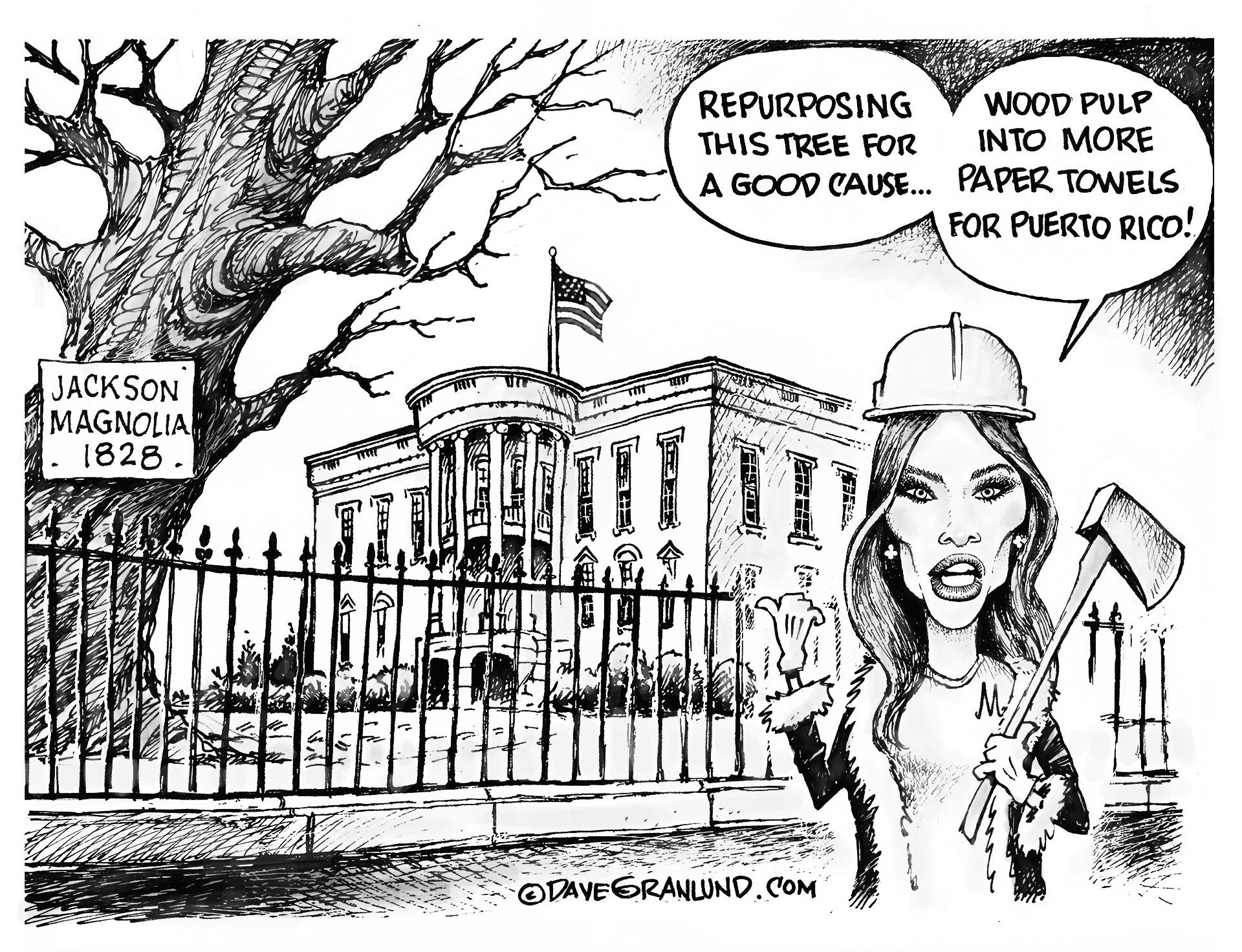 Granlund cartoon: White House tree cut