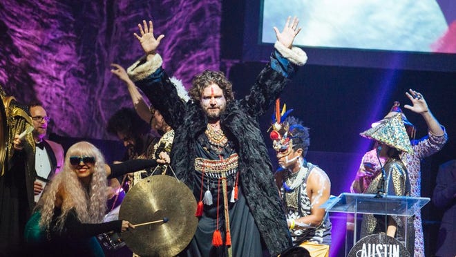 for 12-29-17:
Golden Dawn Arkestra rings in the new year at Barracuda on Sunday. Dave Creaney for American-Statesman
For 11/24: Celebrate the Winter Solstice early at Saturnalia with Golden Dawn Arkestra and Friends. DAVE CREANEY FOR AMERICAN-STATESMAN.
Best Avante-Garde/Eperimental winners Golden Dawn Arkestra. DAVE CREANEY FOR AMERICAN-STATESMAN.