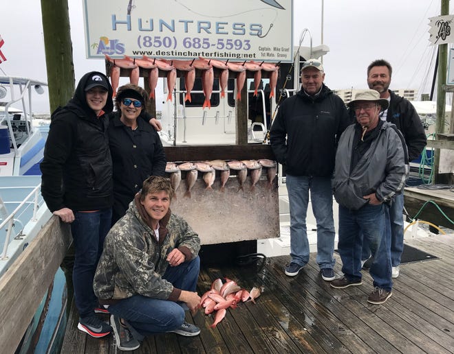 Local anglers along with family from Iowa had a big day aboard the Huntress with Capt. Mike Graef on Wednesday. They filled the nails with mingo and white snapper. [TINA HARBUCK/THE LOG]