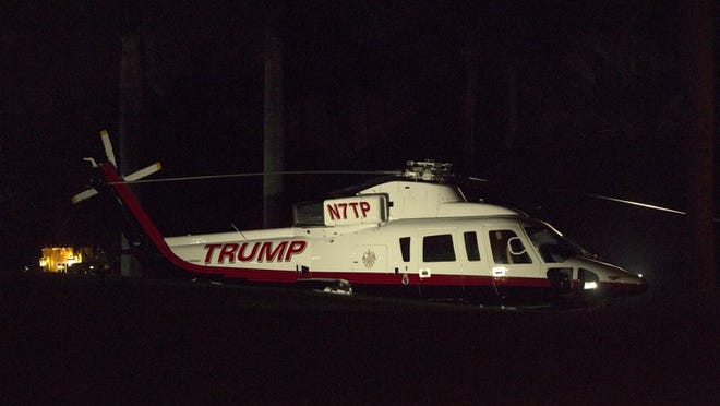 A helicopter sits on the lawn at The Mar-a-Lago Club in 2016.
