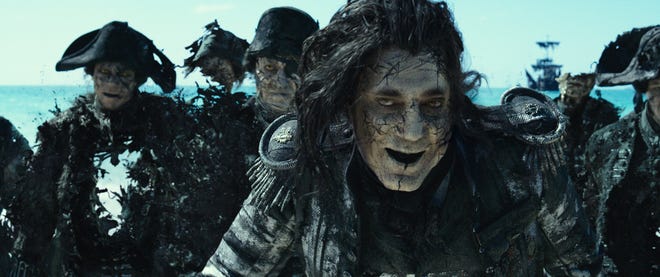 Javier Bardem had scads of makeup applied to his face for the newest “Pirates of the Caribbean.” [Courtesy photo/Walt Disney Studios]