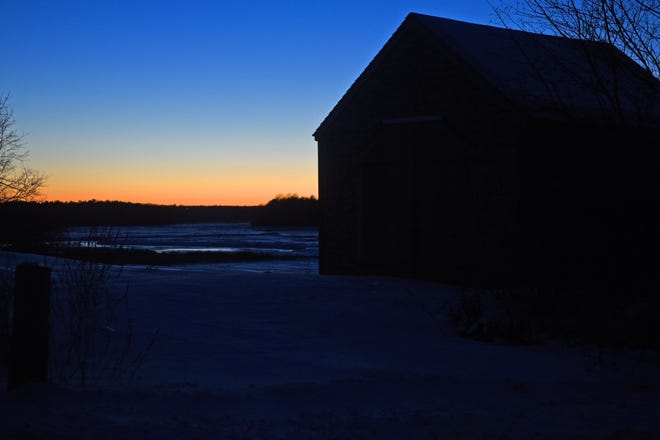 The sun setting in York, Maine, on Dec. 28. While the winter solstice was on Dec. 21, the shortest day of the year, the earliest sunset was 4:08 p.m. on Dec. 2 and has been getting slowly later since. The sun does not start rising earlier by our clocks until Jan. 7. [Deb Cram/Seacoastonline]