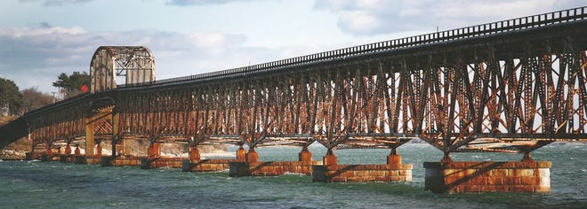 The former Long Island Bridge, which connected Long Island in Boston Harbor to the Squantum neighborhood of Quincy.