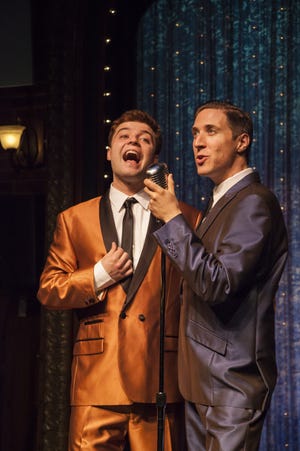 Brandyn Day, left, and Dan Faber, star in the Florida Studio Theatre Cabaret production "Mack the Knife: The Bobby Darin Songbook." [FST photo / Matthew Holler]
